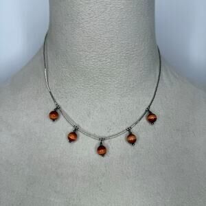 07. Dark orange cats eye beaded necklace